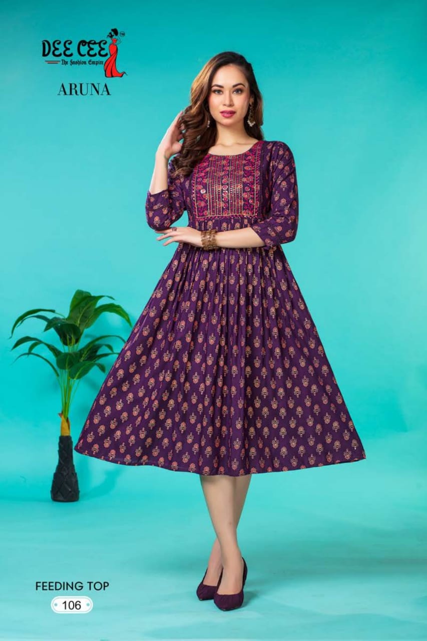 Aruna By Deecee Feeding Rayon Printed Kurtis Catalog